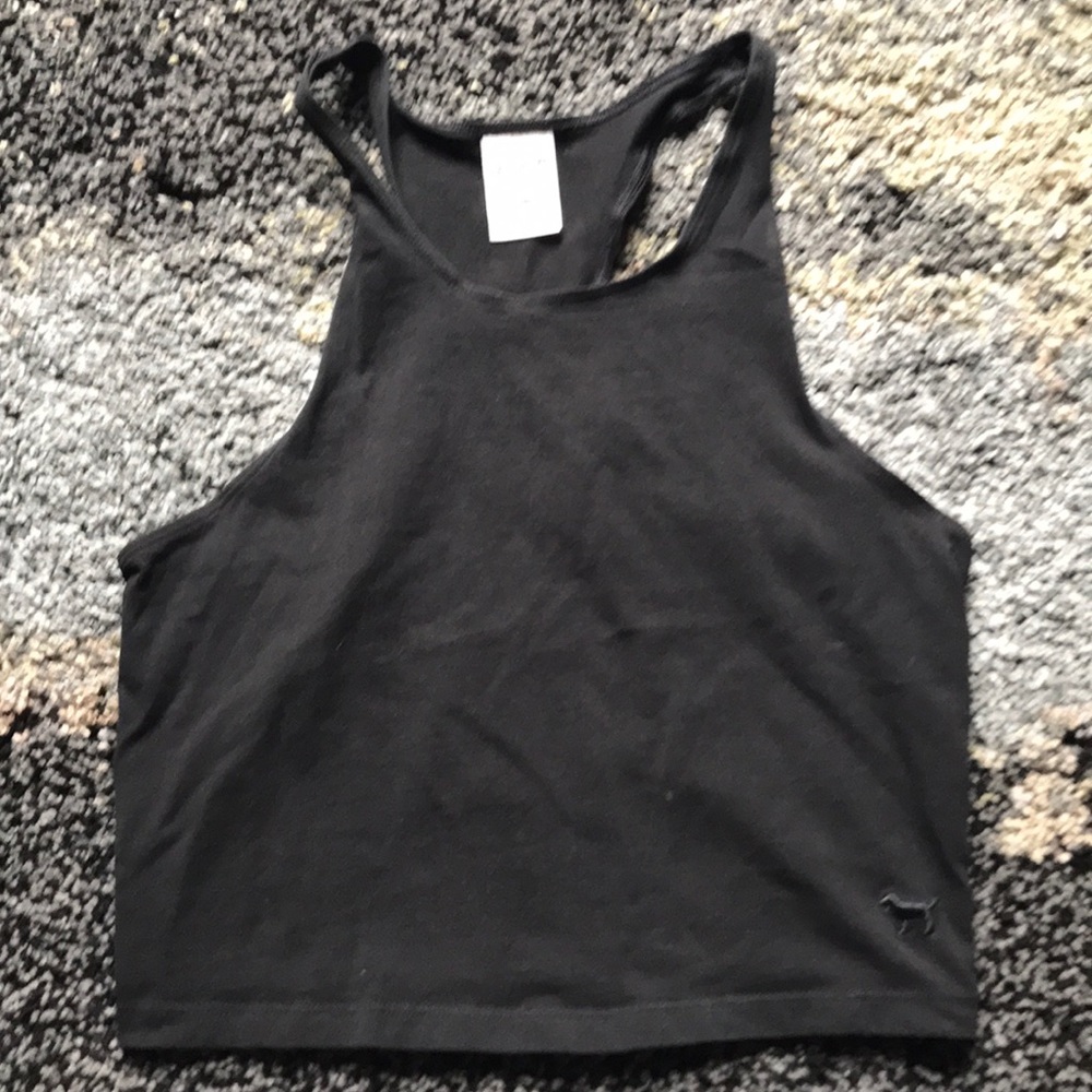 VS PINK basic black crop top
